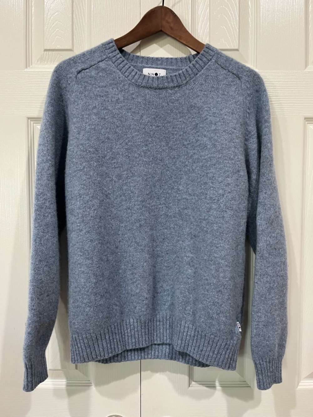 NN07 No Nationality 07 Men’s Nathan Sweater 100% Pure New Wool Light Blue Size L - Picture 2 of 9